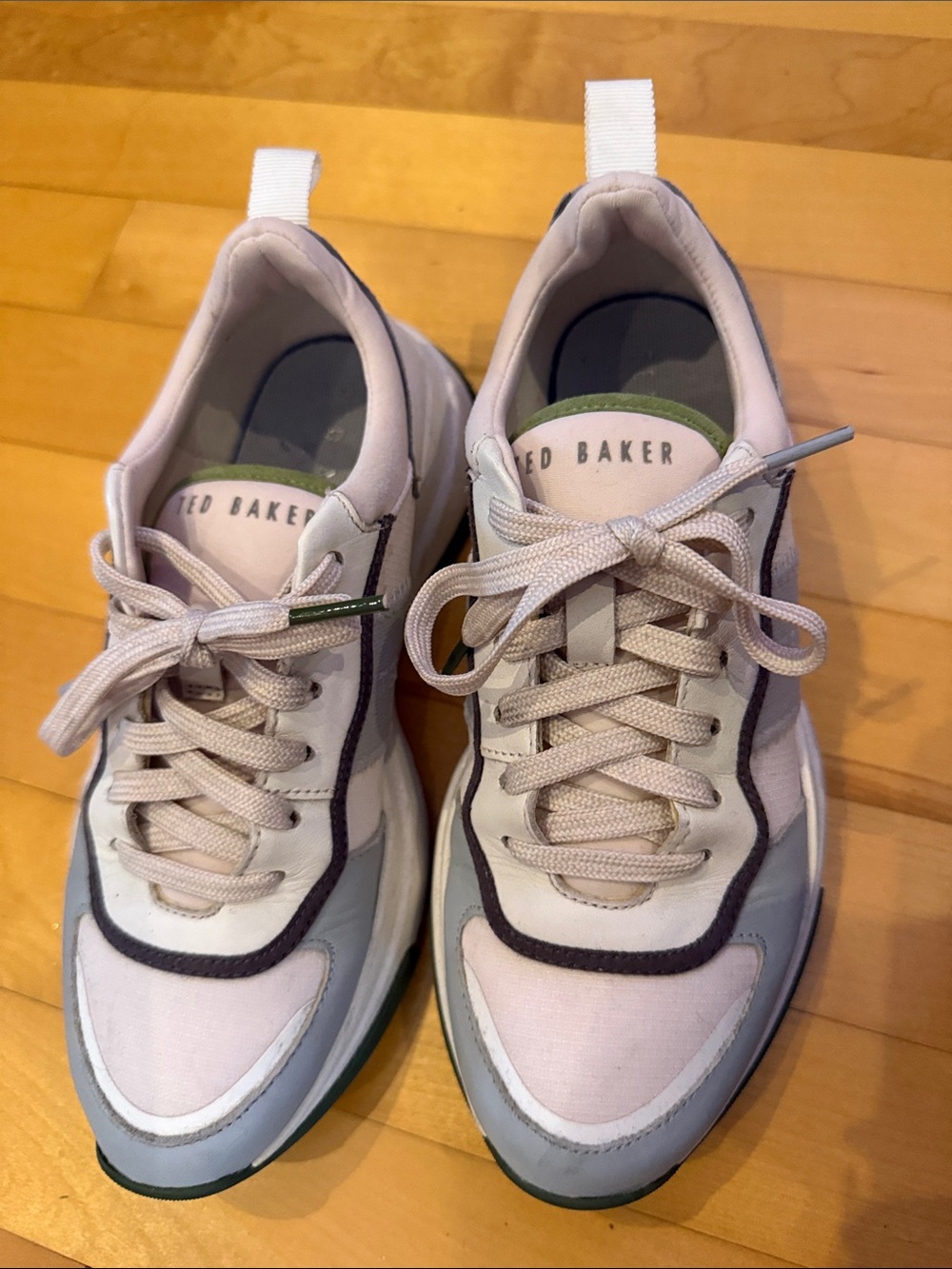 Ted Baker Pink, Gray & Green Lace-Up Sneakers